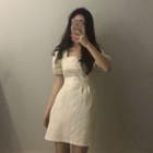 Square Neck Short-sleeve A-line Dress