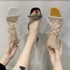 Block-heel Rhinestone Transparent Sandals