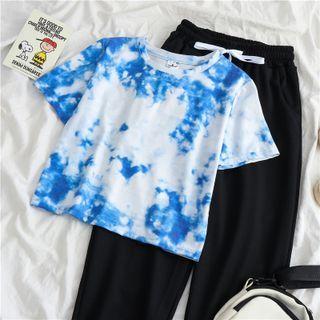 Tie-dye Print Cropped T-shirt / Sweatpants / Set