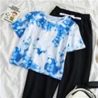 Tie-dye Print Cropped T-shirt / Sweatpants / Set