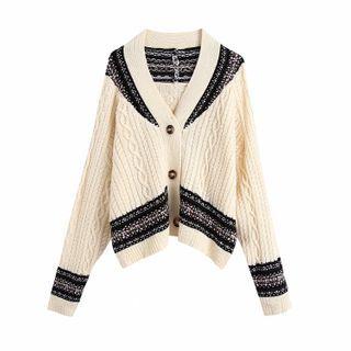 Jacquard Panel Cardigan