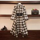 Long-sleeve Plaid Asymmetrical Collared Dress