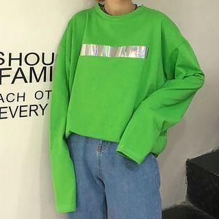 Long-sleeve Hologram Print T-shirt