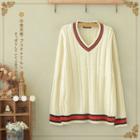 Ribbed V-neck Sweater