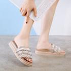 Tweed Faux Pearl Slide Sandals