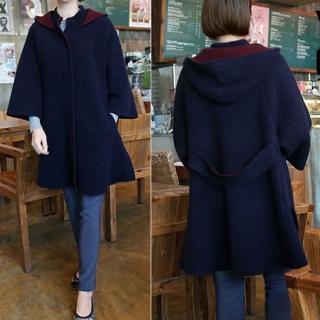 Hooded Wool Blend Coat