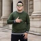 Plus Size Contrast Trim Long Sleeve T-shirt