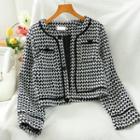 Houndstooth Cropped Button-up Jacket