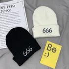 Embroidered Numerical Knit Beanie