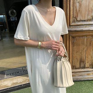 Pleated Pleather Bucket Bag