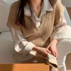 Knit Set: Ribbed Sweater Vest + Long Skirt