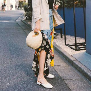 Frilled-detail Floral Print Midi Skirt