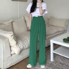 Short-sleeve Lettering T-shirt / Asymmetrical Wide Leg Pants