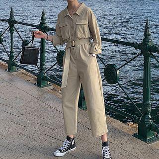 Long-sleeve Cargo Jumpsuit