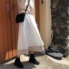 Plain Midi A-line Skirt White & Almond - One Size