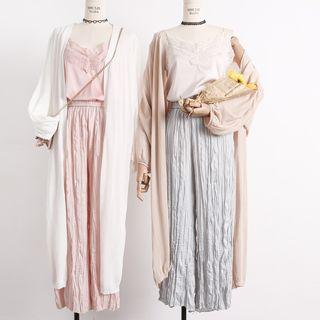 Lightweight Loose-fit Open-front Long Cardigan