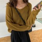 Multi-color V-neck Long-sleeve Sweater