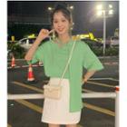 Elbow-sleeve Asymmetric Cutout T-shirt