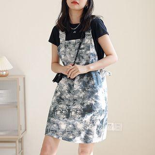 Tie-dye Print Mini A-line Overall Dress