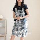 Tie-dye Print Mini A-line Overall Dress