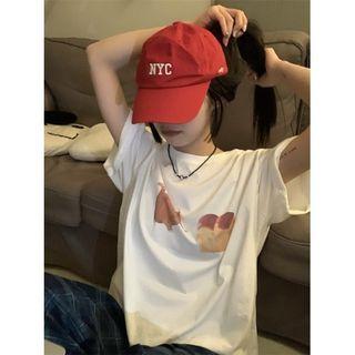 Short-sleeve Cake Print T-shirt White - One Size