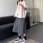 Button Cargo Vest / Midi A-line Skirt