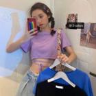 Short-sleeve Cross-strap Cropped Top