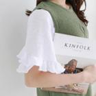 Frilled Colored Cotton T-shirt