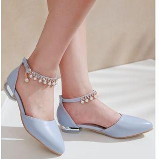 Faux Pearl Fringed Pointed Pumps