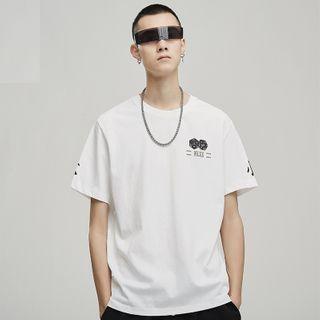 Elbow-sleeve Dice Printed T-shirt