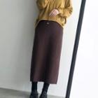 Midi Straight-fit Rib Knit Skirt