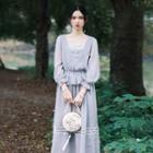 Square Neck Long-sleeve Top / Midi A-line Skirt