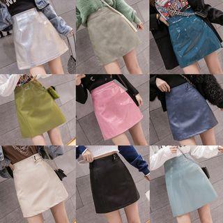 Faux Leather / Suede A-line Skirt