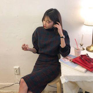 Plaid Wool Blend Sweatshirt
