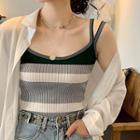 Strappy Striped Knit Camisole Top
