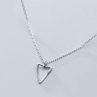 925 Sterling Silver Triangle Pendant Necklace S925 Silver - Silver - One Size