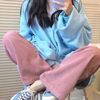 Plain Top / V-neck Cardigan / Corduroy Pants