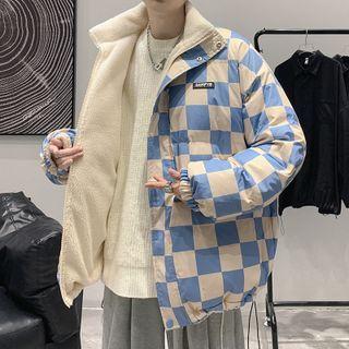 Two Way Fleece Lined Check Padding Jacket
