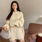 Cable-knit Oversized Sweater Minidress
