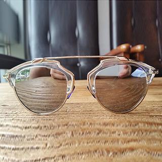 Mirrored Half-frame Round Sunglasses