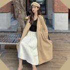 Long-sleeve Plain Coat / High-waist Pleated Skirt