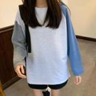 Oversize Long-sleeve Color Block Sweatshirt