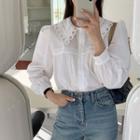 Perforate Collar Blouse White - One Size