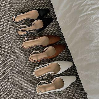 Buckled Slingback Pumps