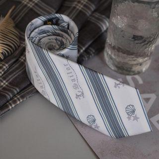 Shell Print Striped Neck Tie As Shown In Figure - One Size