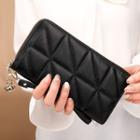 Plain Quilted Faux Leather Long Wallet