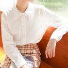 Lace Trim Collar Long-sleeve Shirt
