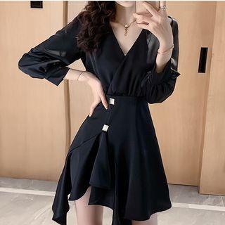 Irregular Hem Lantern-sleeve Mini A-line Dress