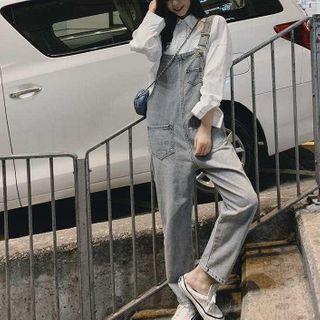 Loose-fit Denim Pocket Jumper Pants
