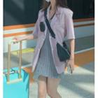 Sleeveless Asymmetrical Knit Mini Dress / Short-sleeve Plain Blazer